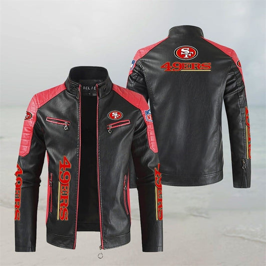San Francisco 49ers Stand Collar Leather Jacket BG45