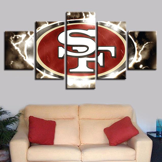 San Francisco 49ers 5 Piece Canvas Wall Art With Frame HA28