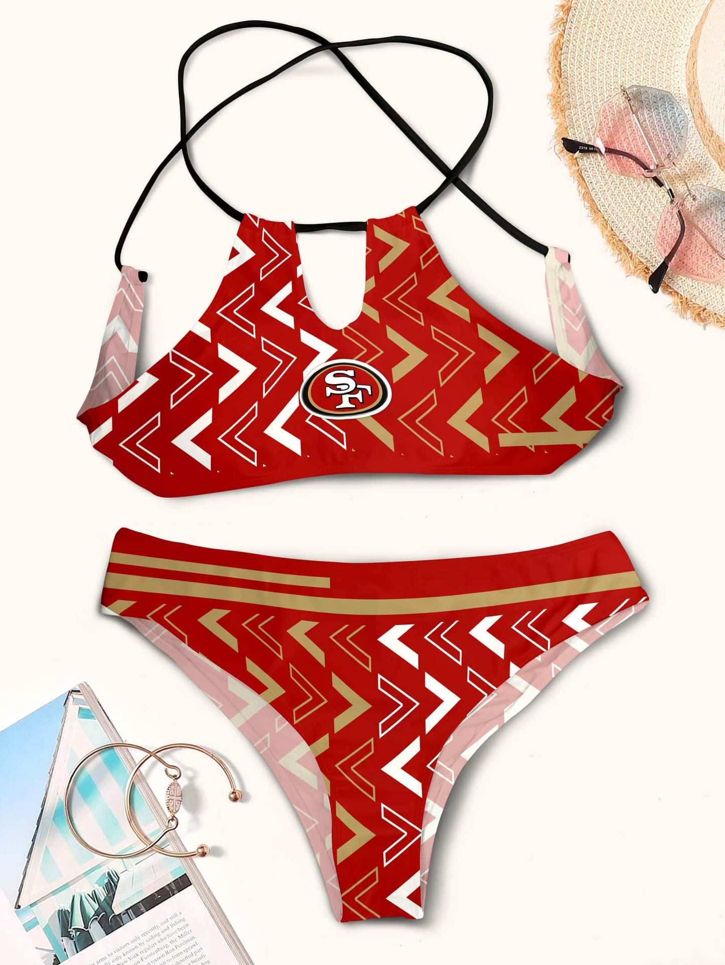 San Francisco 49ers Women’s Cami Keyhole One-piece Swimsuit BG33