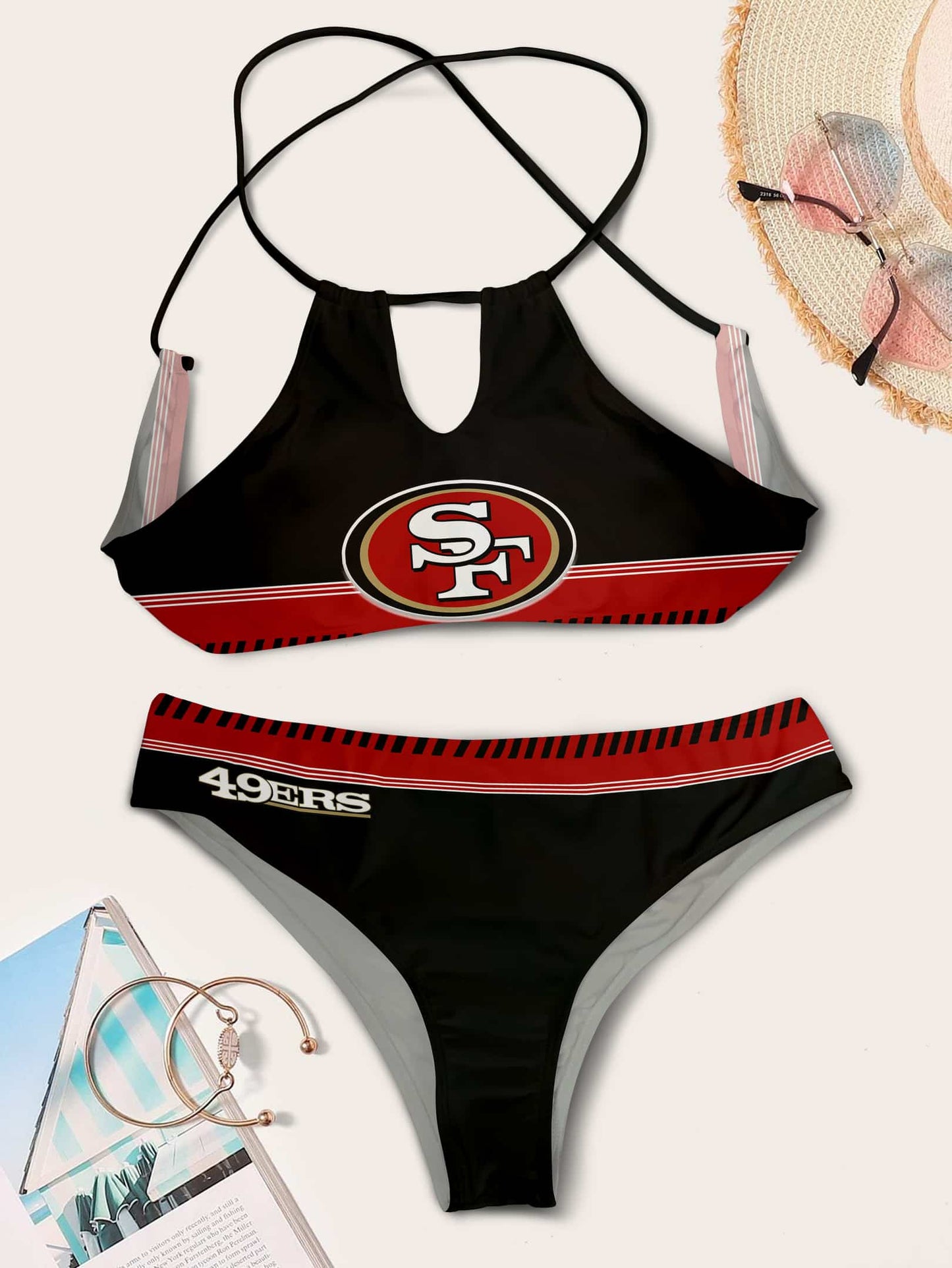 San Francisco 49ers Women’s Cami Keyhole One-piece Swimsuit BG69