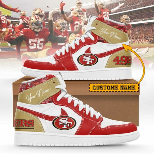 San Francisco 49ers Limited Edition High AJ1 Shoes with Custom Name AZBTAJ1SEW000028