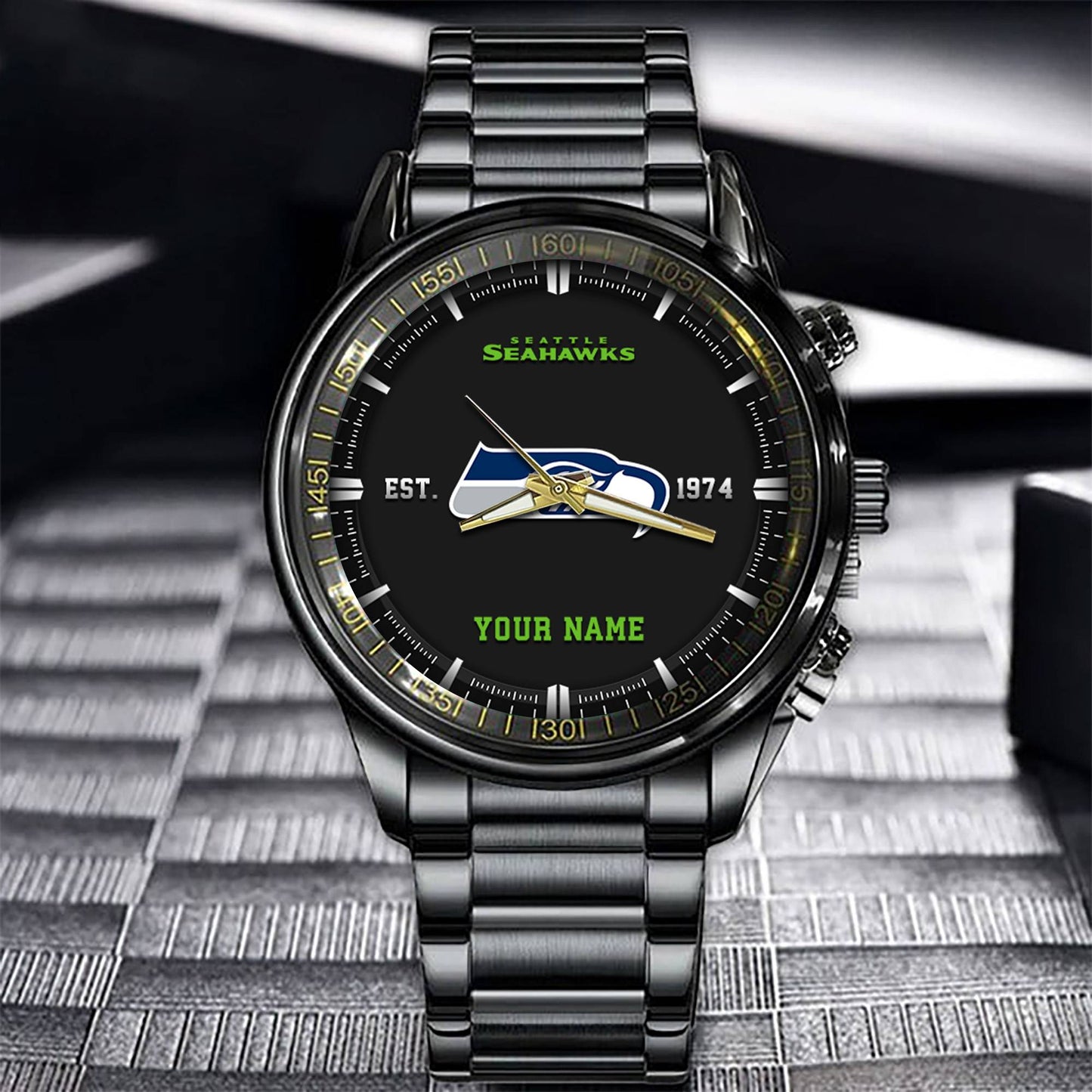Seattle Seahawks Black Fashion Watch Gifts For Sport Fans AZWATCH083