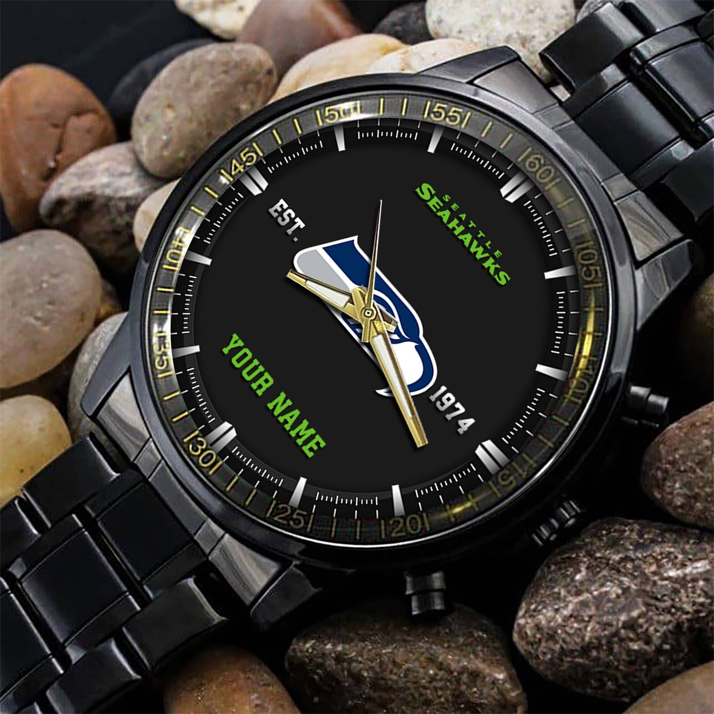 Seattle Seahawks Black Fashion Watch Gifts For Sport Fans AZWATCH083