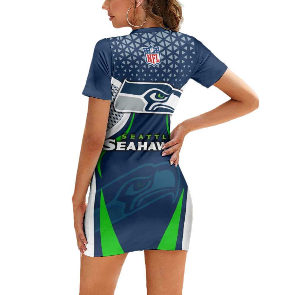 Seattle Seahawks Casual Short Sleeve Bodycon Mini Dress BG114