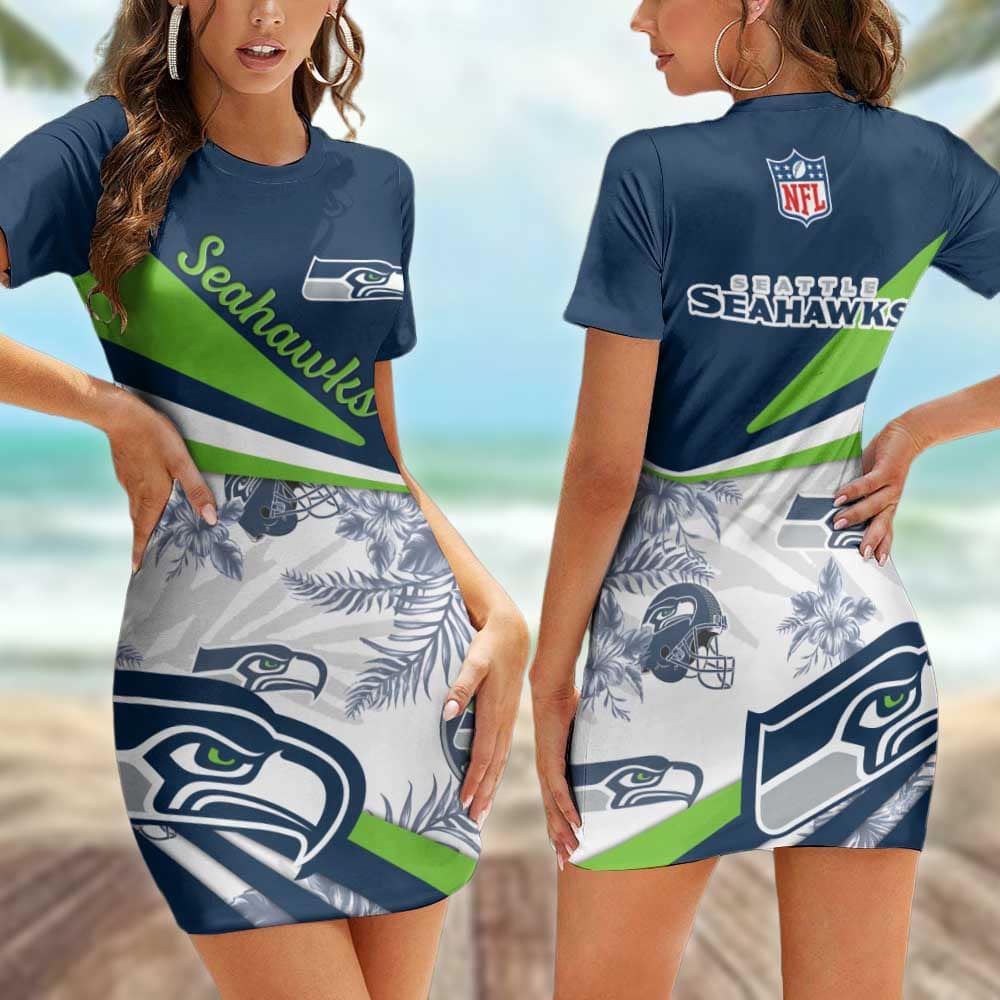 Seattle Seahawks Casual Short Sleeve Bodycon Mini Dress BG115