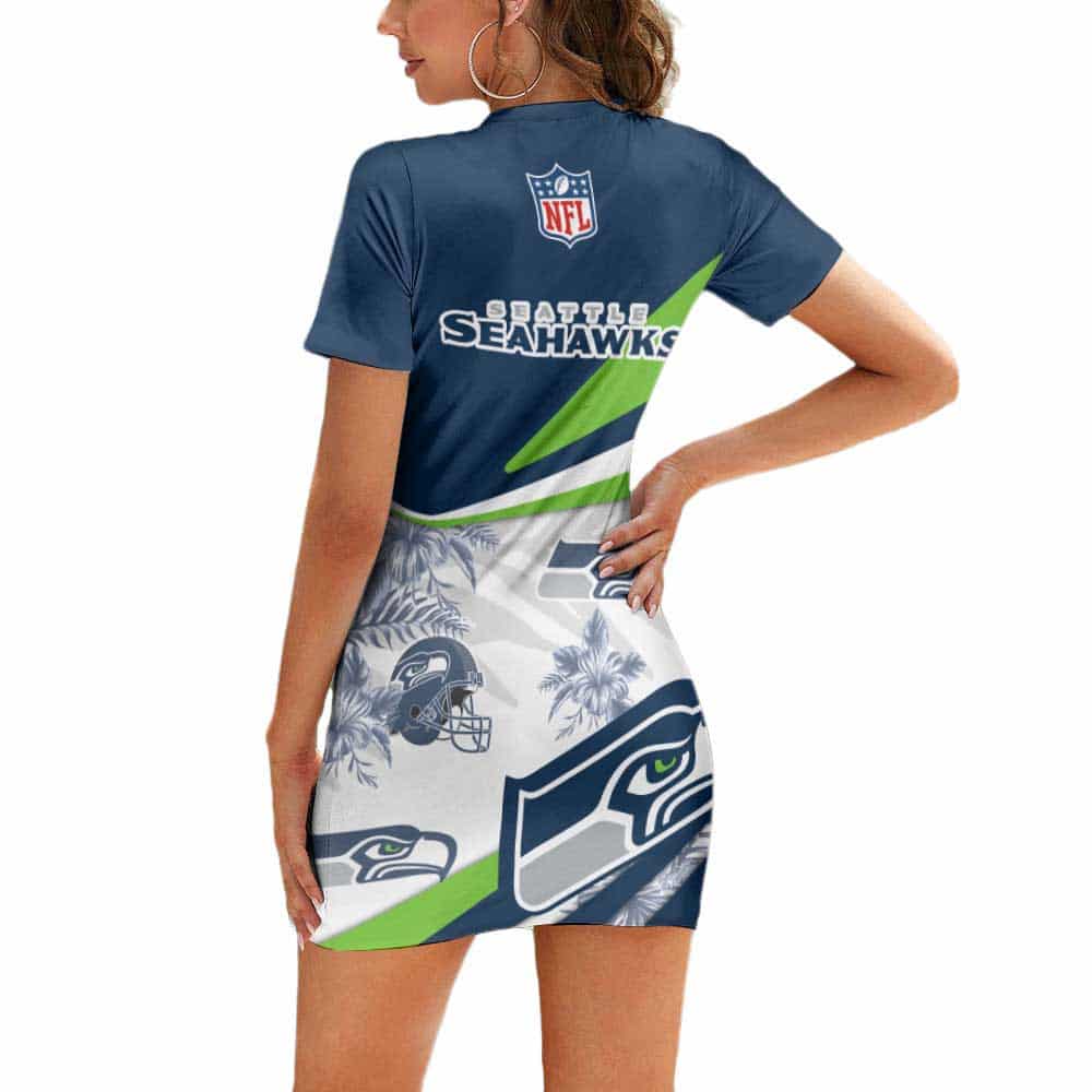 Seattle Seahawks Casual Short Sleeve Bodycon Mini Dress BG115