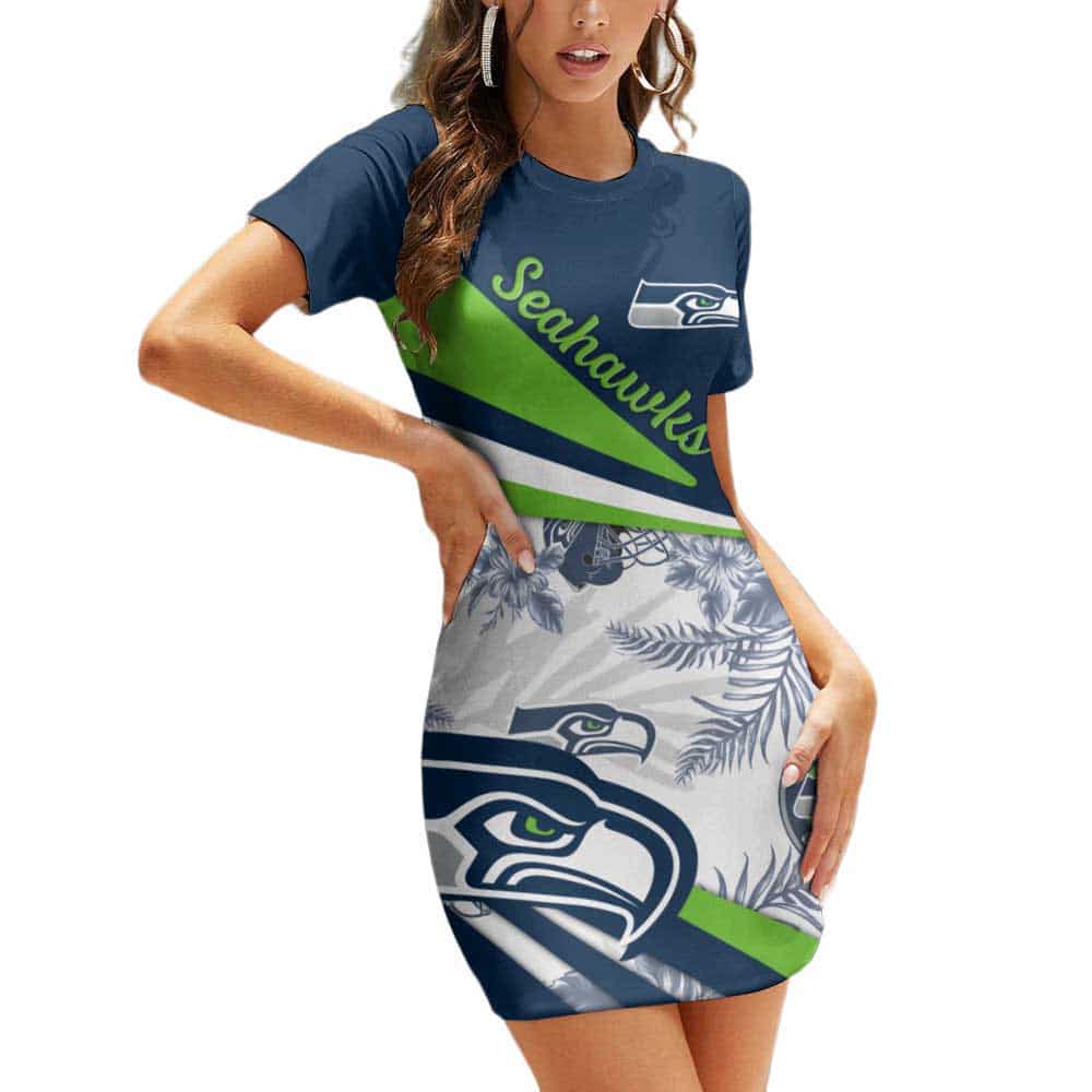 Seattle Seahawks Casual Short Sleeve Bodycon Mini Dress BG115