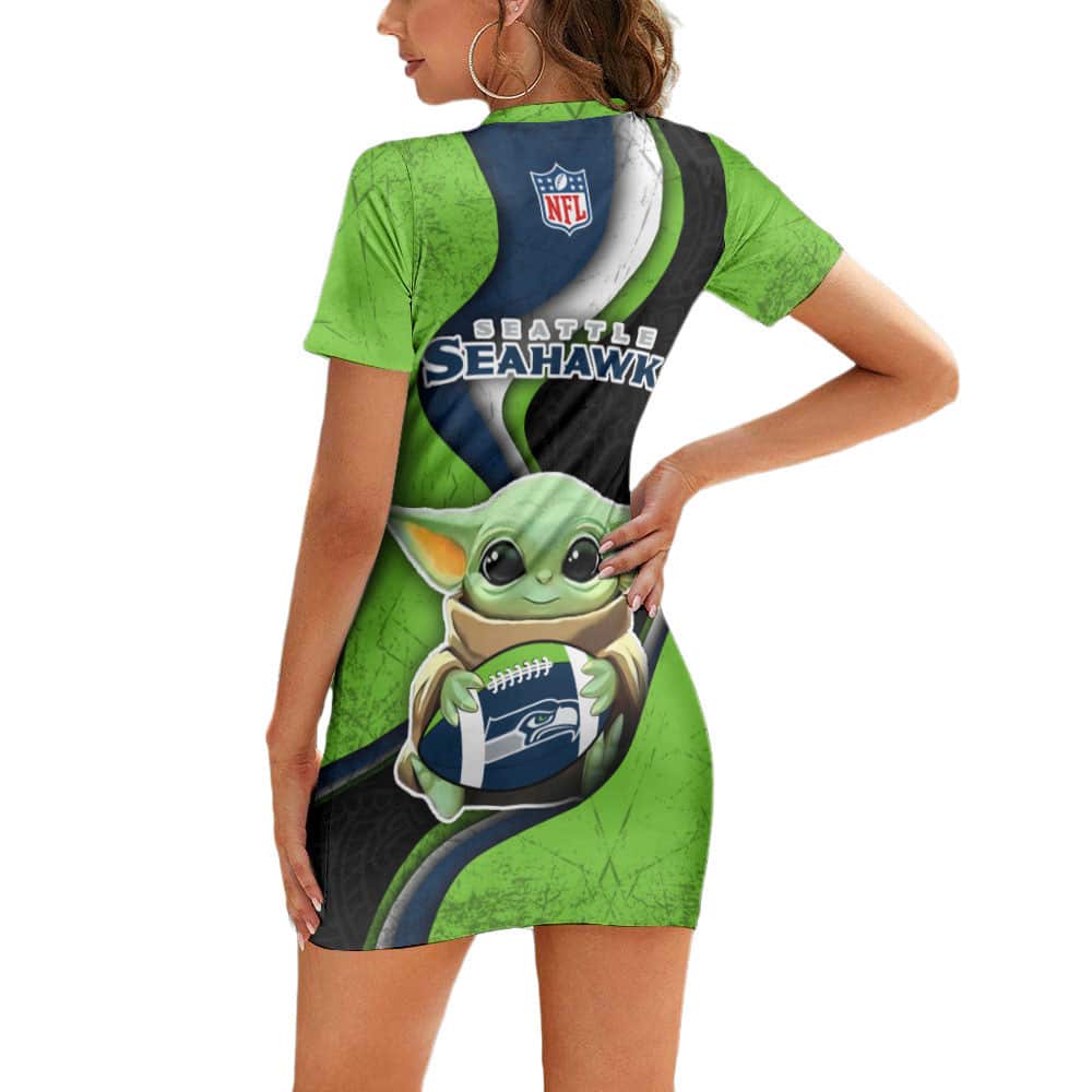 Seattle Seahawks Casual Short Sleeve Bodycon Mini Dress BG127