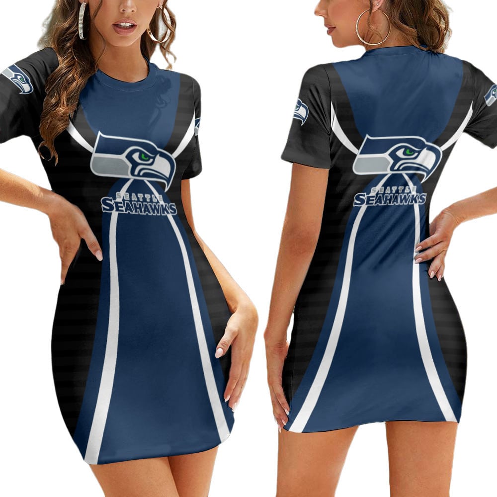 Seattle Seahawks Casual Short Sleeve Bodycon Mini Dress BG200