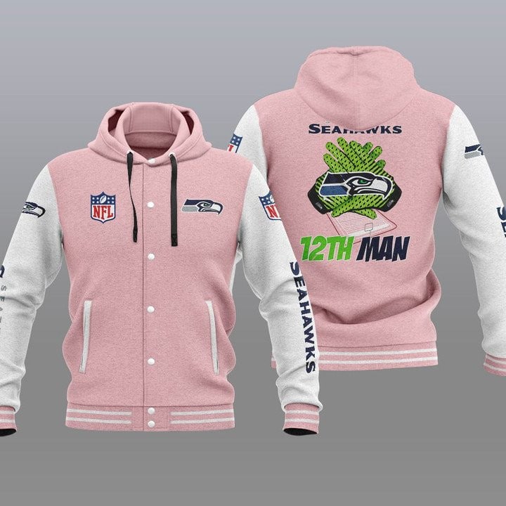 Seattle Seahawks Hooded Button Jacket with Hood 27