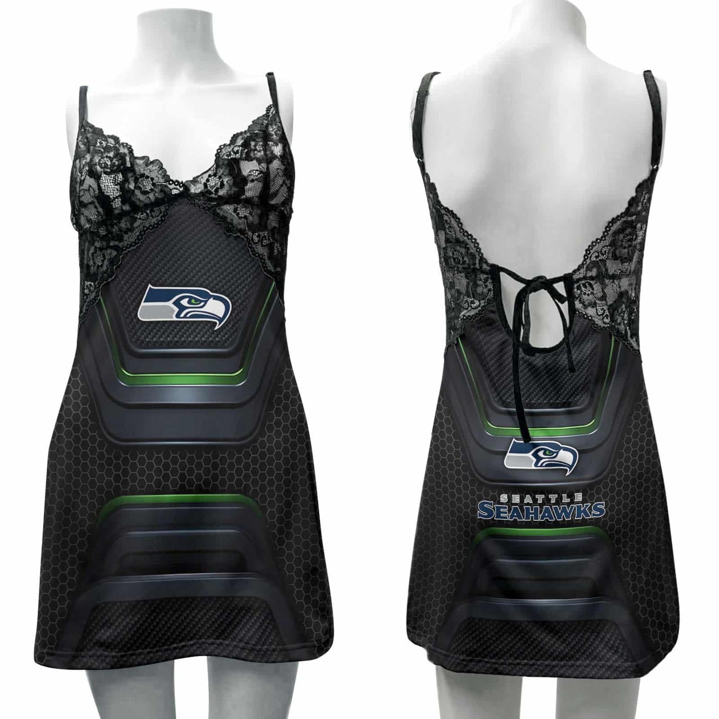 Seattle Seahawks Lace Back Strap Slip Dress 150