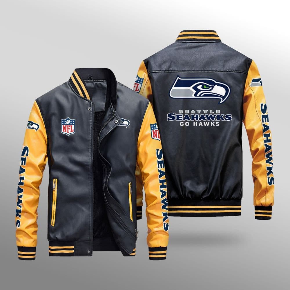 Seattle Seahawks Leather Bomber Jacket BG46