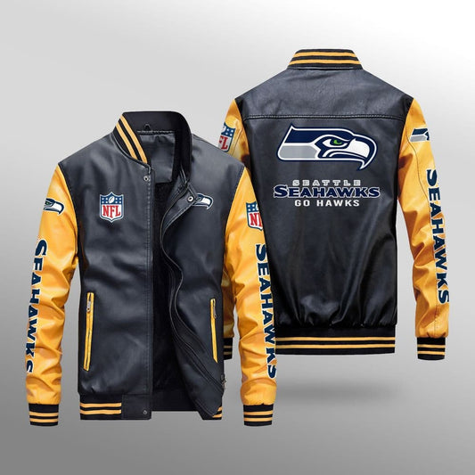Seattle Seahawks Leather Bomber Jacket BG46