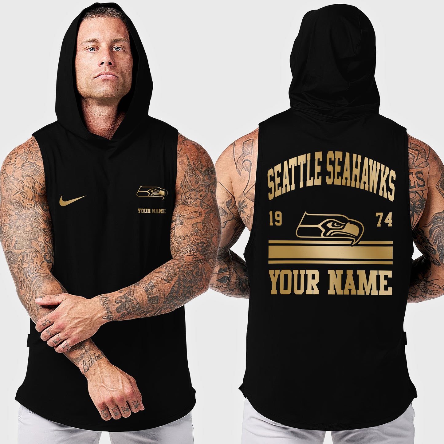 Seattle Seahawks Men Workout Hooded Tank Top AZMGSH061