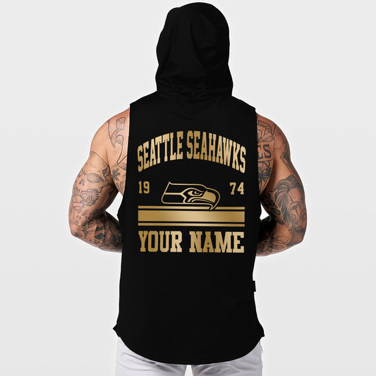 Seattle Seahawks Men Workout Hooded Tank Top AZMGSH061
