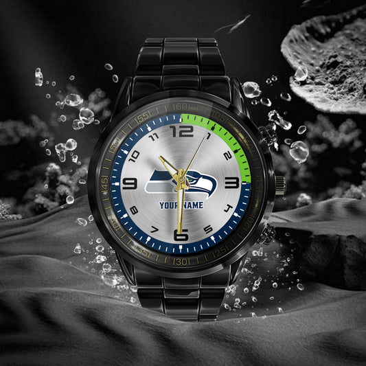 Seattle Seahawks Black Fashion Watch Gifts For Sport Fans AZWATCH029