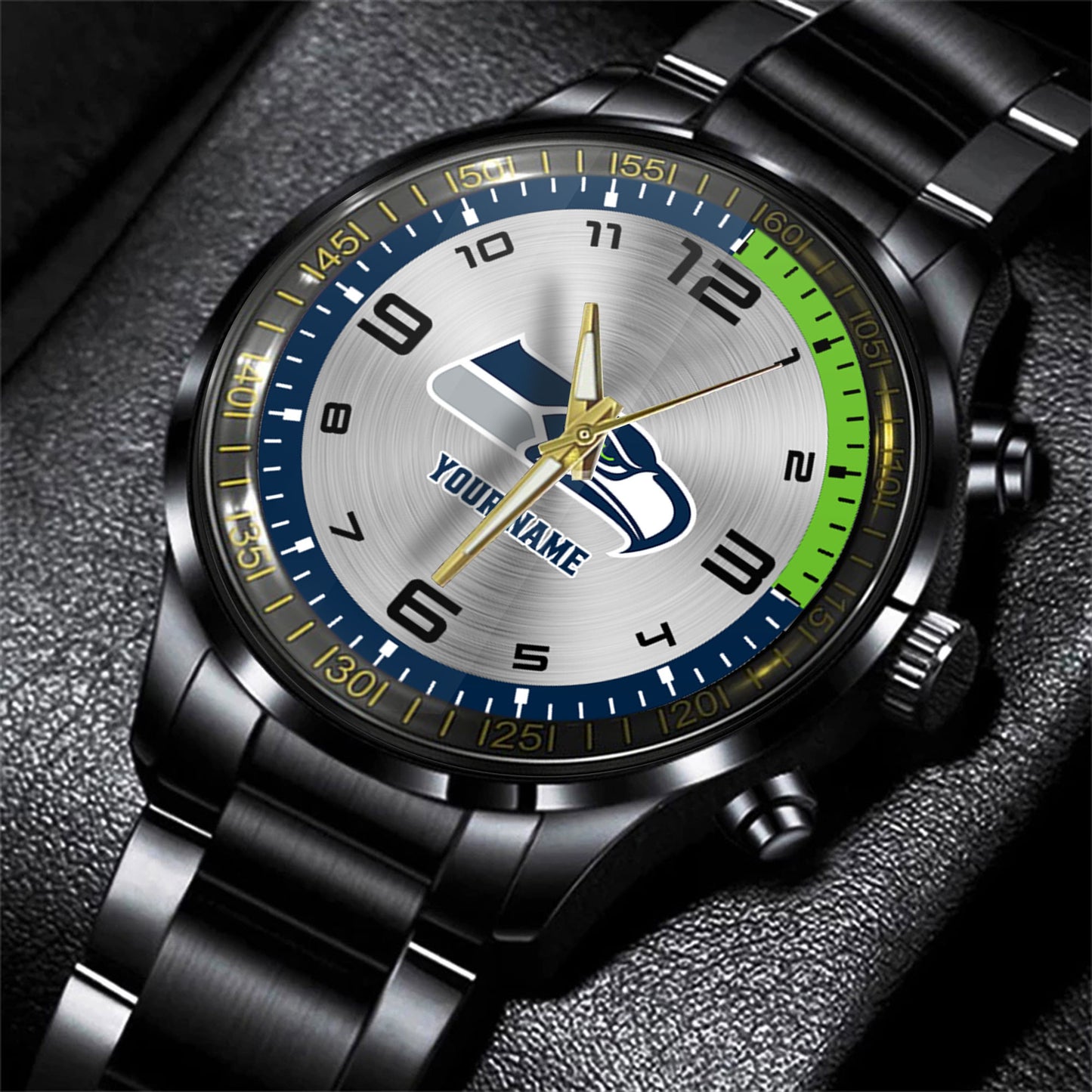 Seattle Seahawks Black Fashion Watch Gifts For Sport Fans AZWATCH029