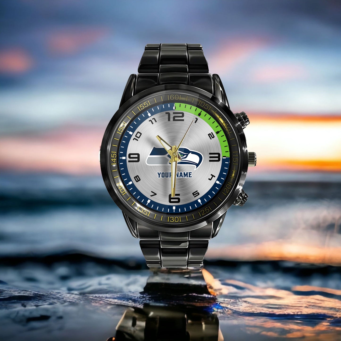 Seattle Seahawks Black Fashion Watch Gifts For Sport Fans AZWATCH029