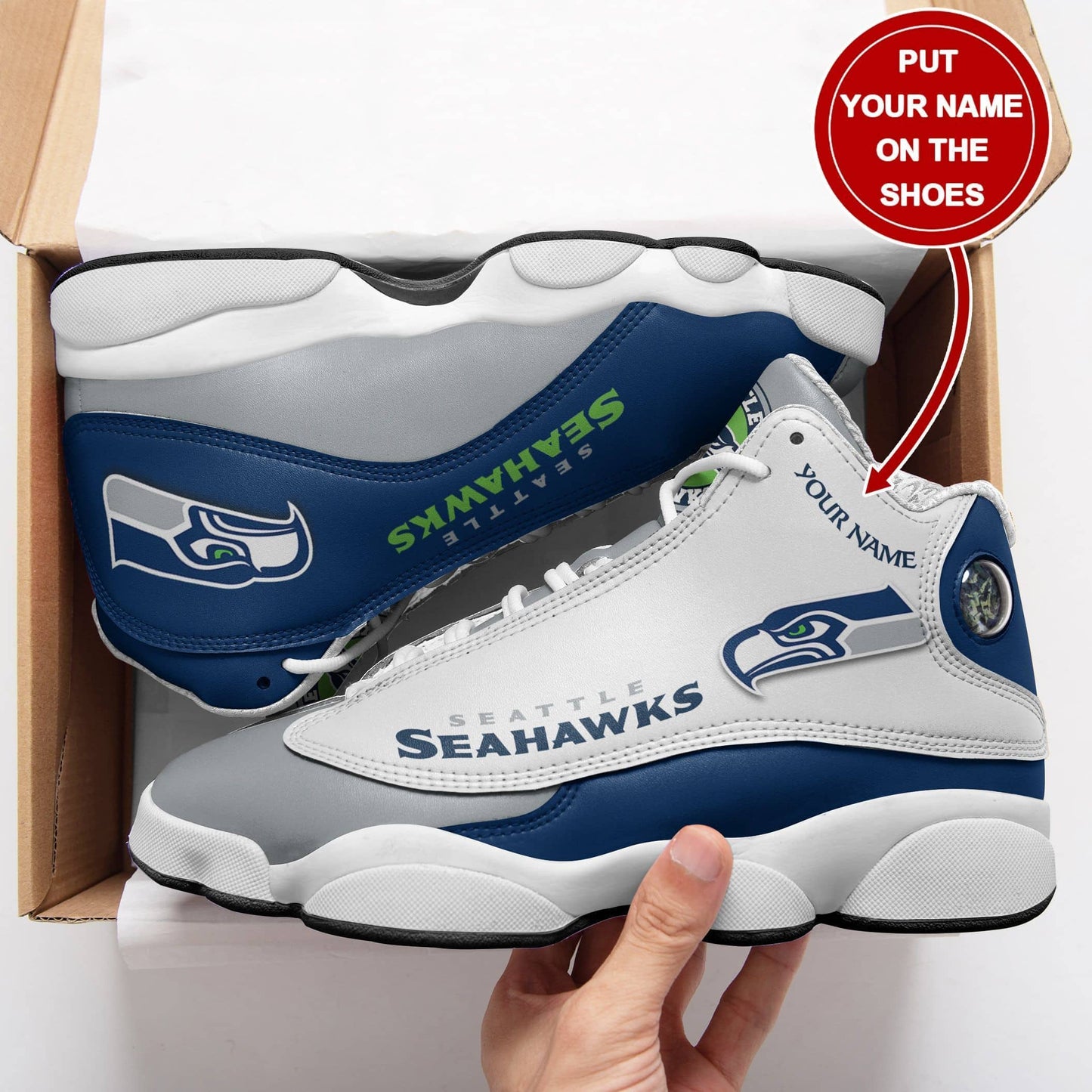 Seattle Seahawks Personalized Air JD13 Sneakers 021
