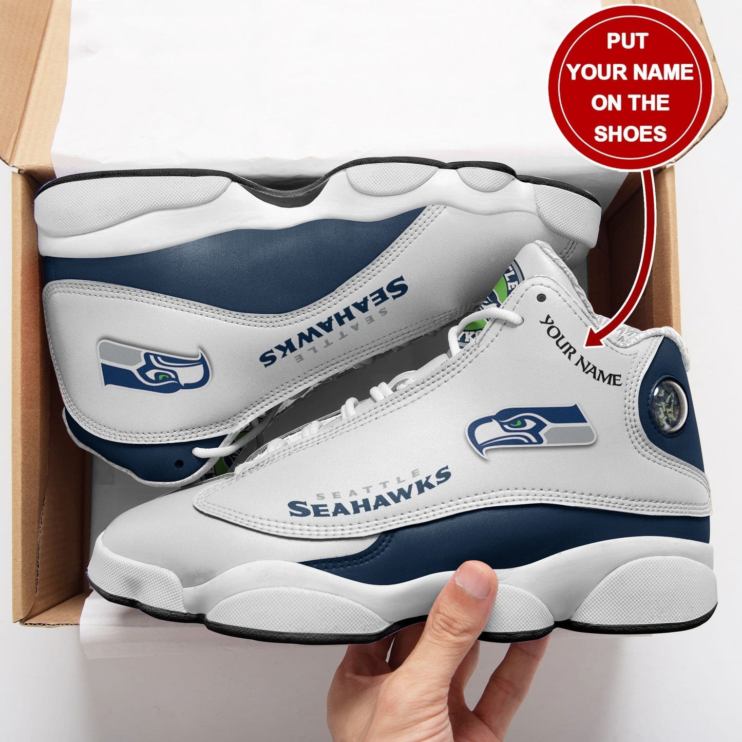 Seattle Seahawks Personalized Air JD13 Sneakers 030