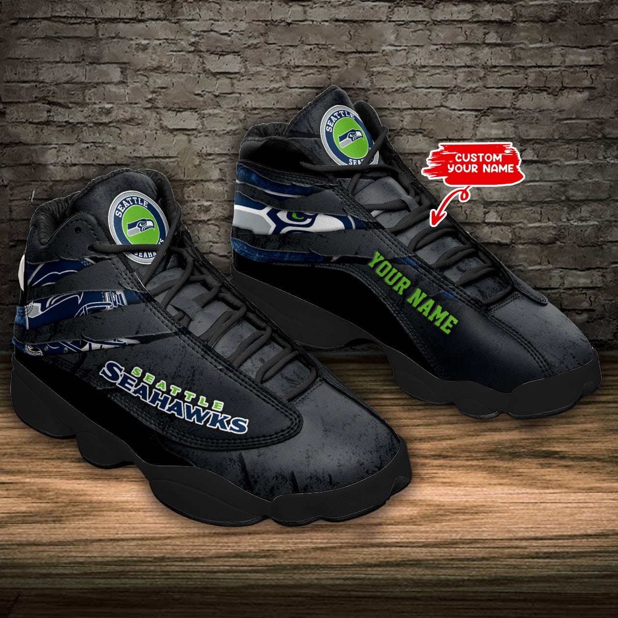 Seattle Seahawks Personalized AJD13 Sneakers BG202
