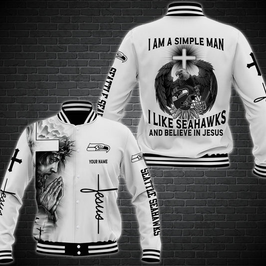 Seattle Seahawks Personalized Baseball Jacket 56