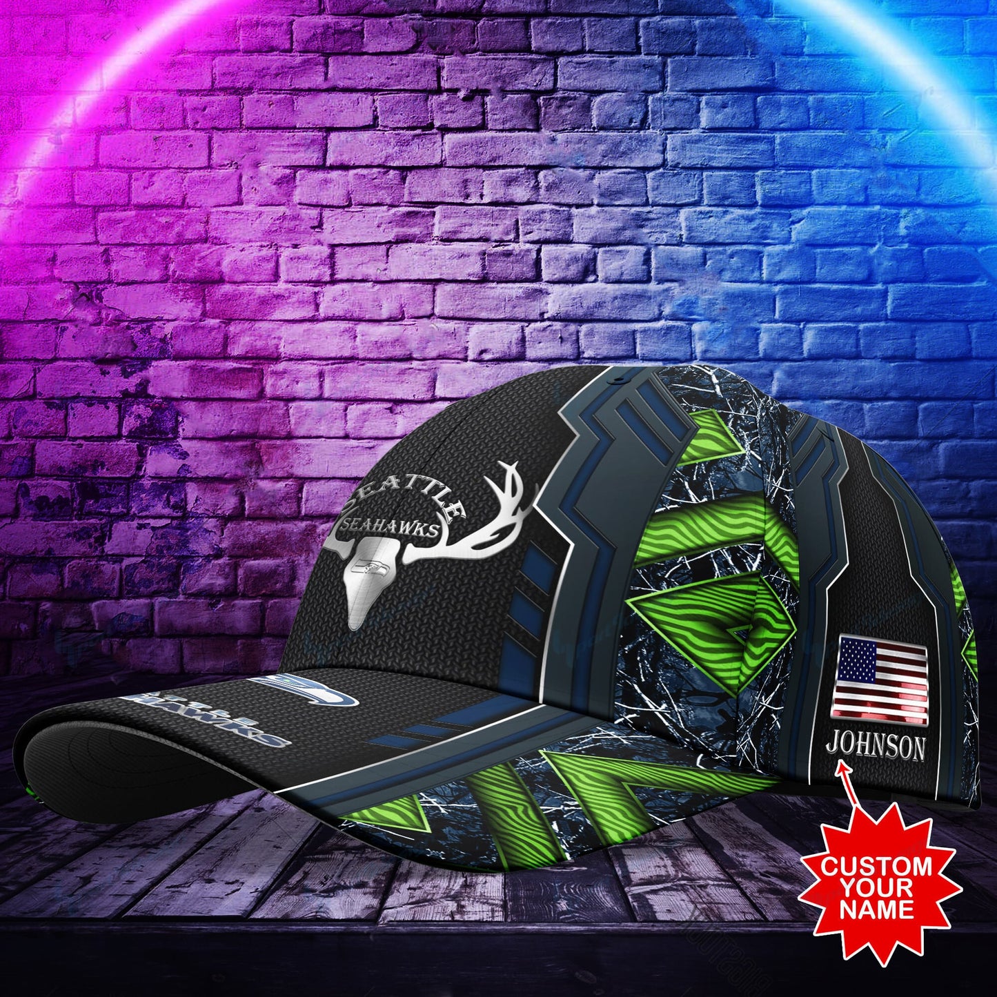 Seattle Seahawks Personalized Classic Cap BG471