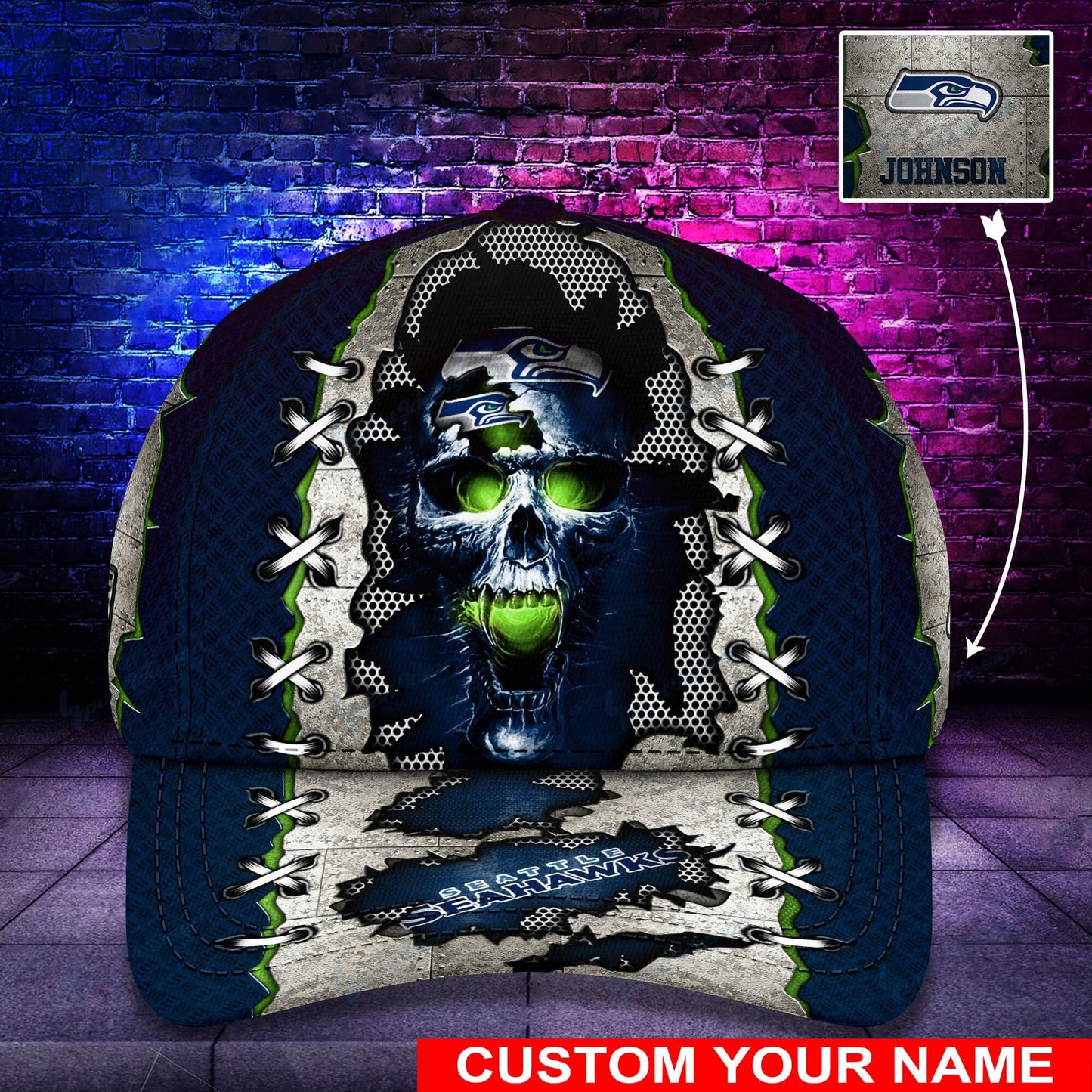 Seattle Seahawks Personalized Classic Cap BG502