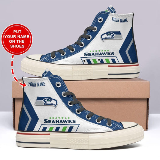 Seattle Seahawks Personalized New High Top Canvas Shoes 25
