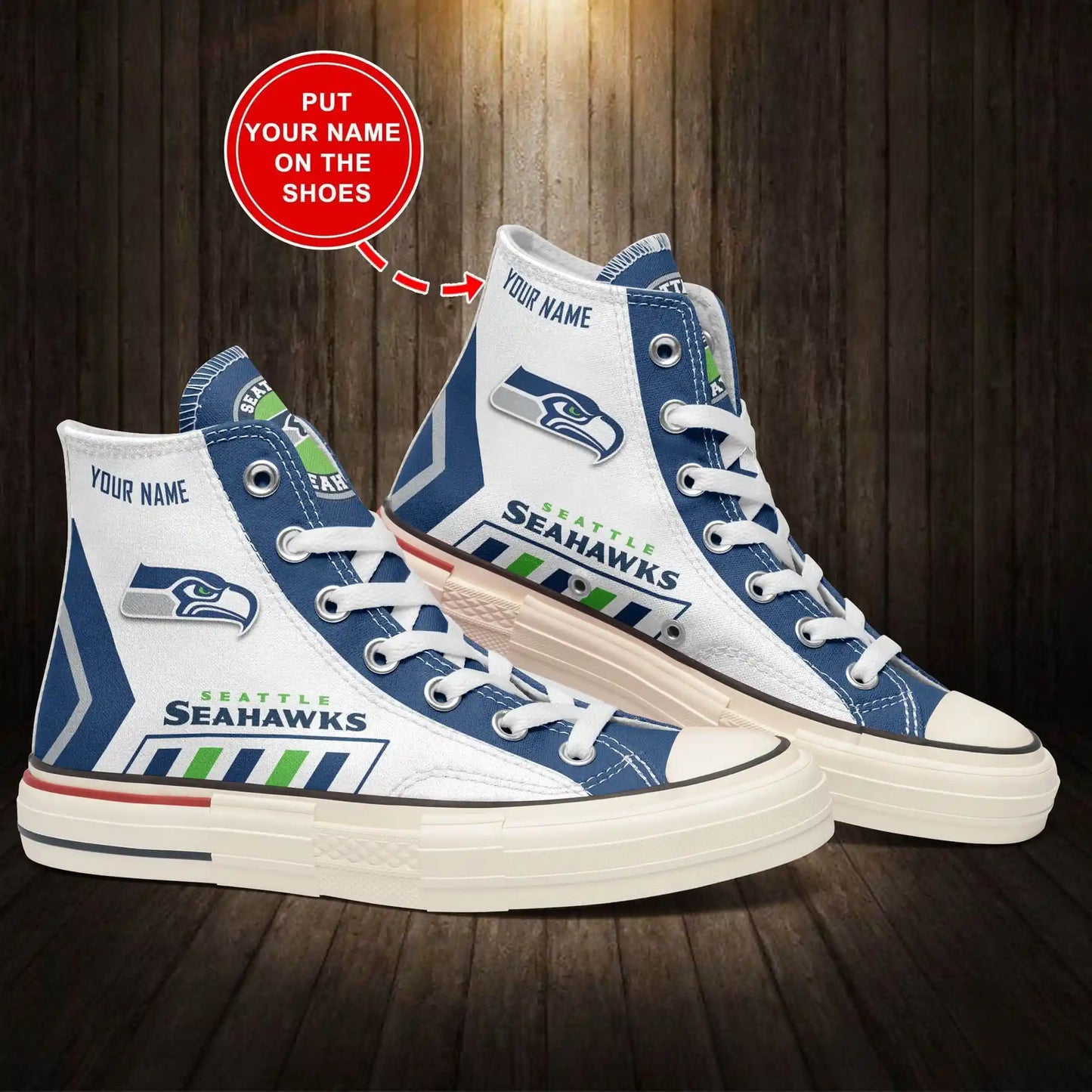 Seattle Seahawks Personalized New High Top Canvas Shoes 25