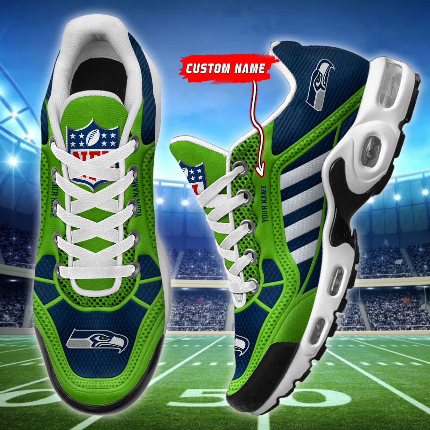 Seattle Seahawks Personalized Plus T-N Youth Sneakers BG163