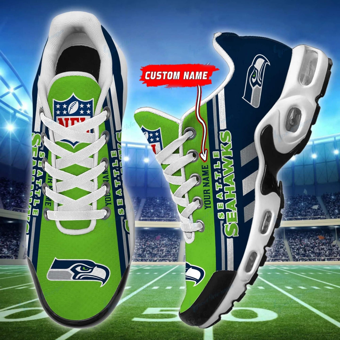 Seattle Seahawks Personalized Plus T-N Youth Sneakers BG76