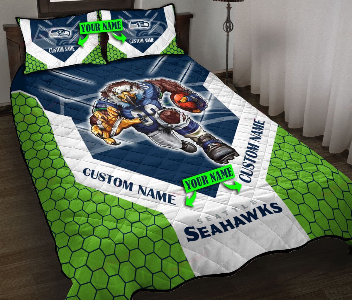 Seattle Seahawks Personalized Quilt Set BG109