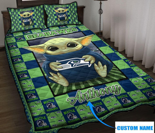 Seattle Seahawks Personalized Quilt Set BG55