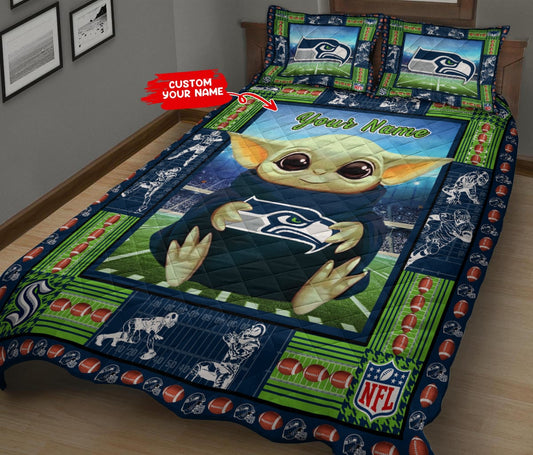 Seattle Seahawks Personalized Quilt Set BG73