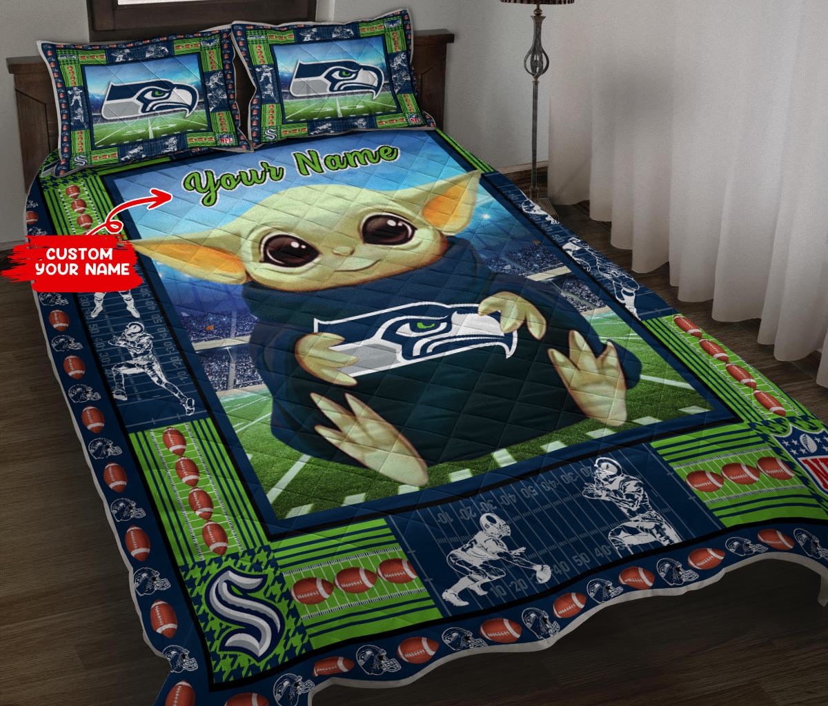 Seattle Seahawks Personalized Quilt Set BG73