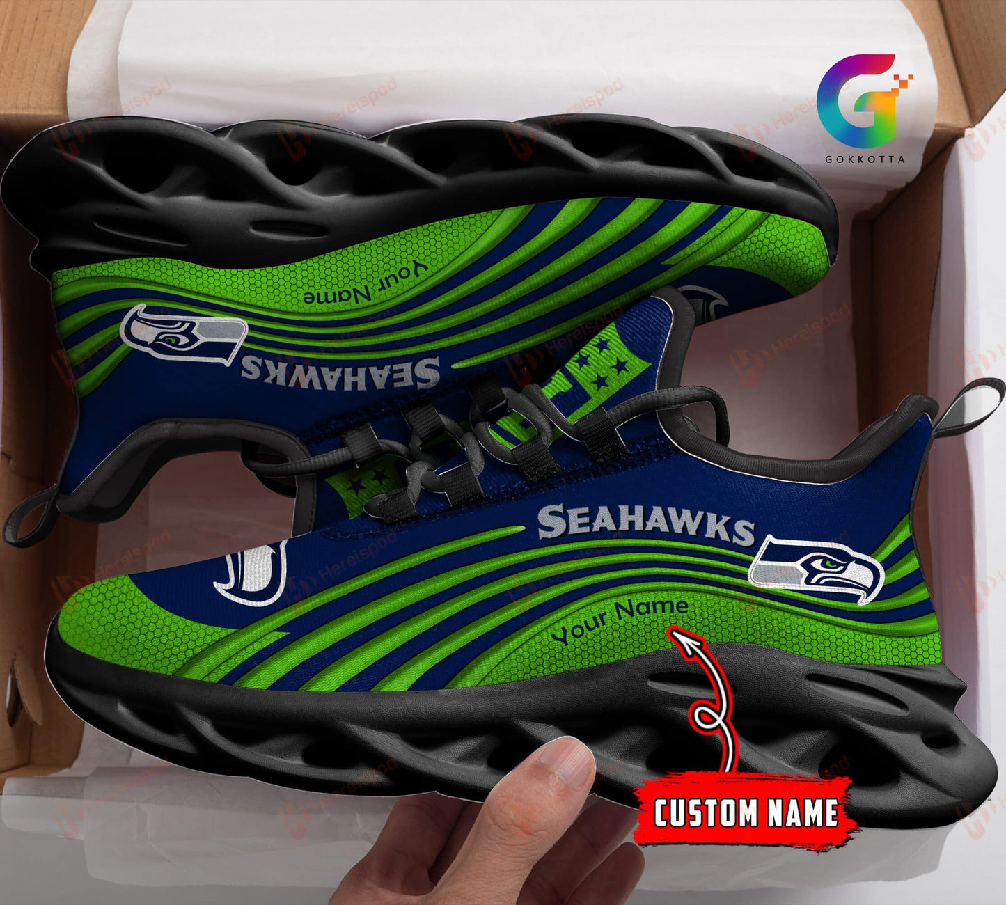 Seattle Seahawks Personalized Yezy Running Sneakers 186