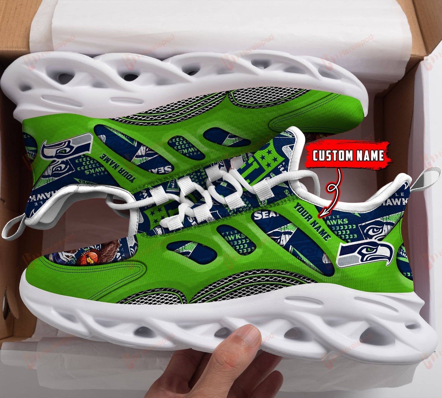 Seattle Seahawks Personalized Yezy Running Sneakers 202