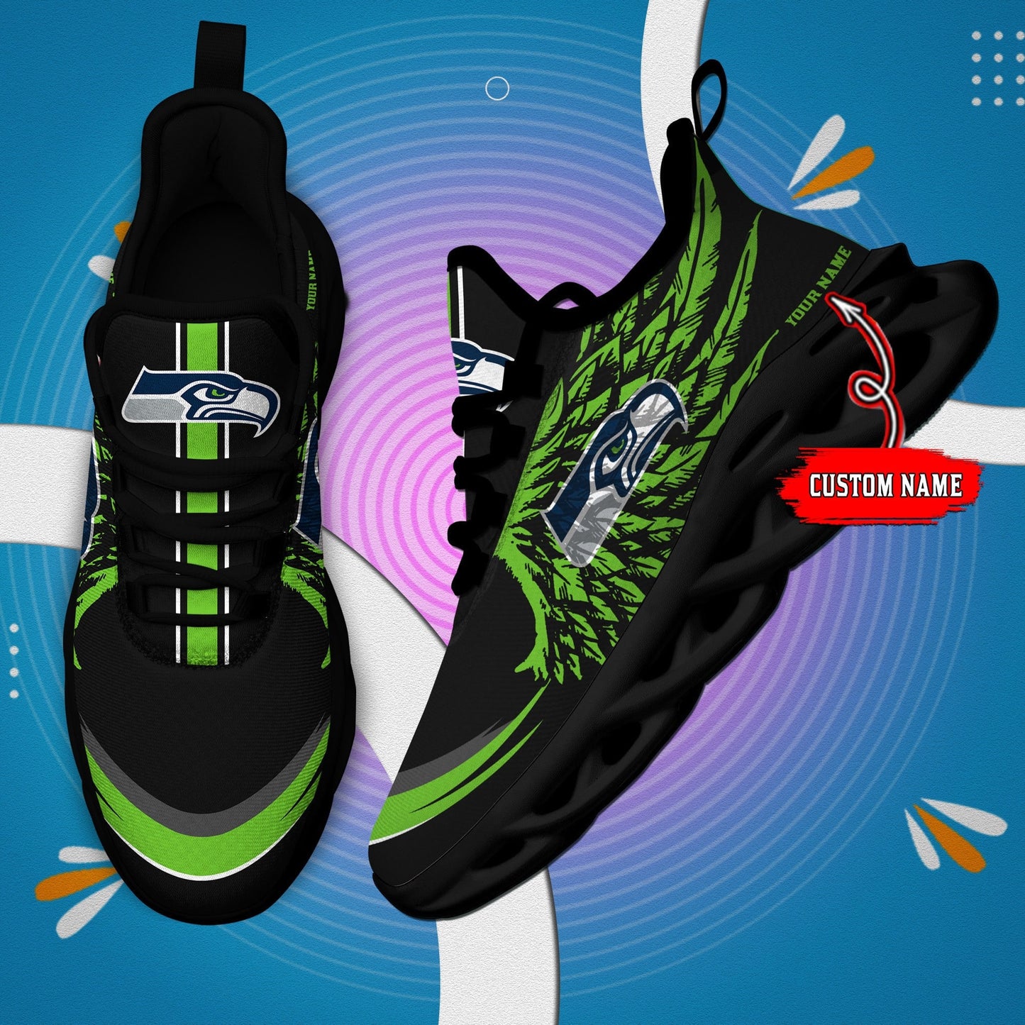 Seattle Seahawks Personalized Yezy Running Sneakers BB682