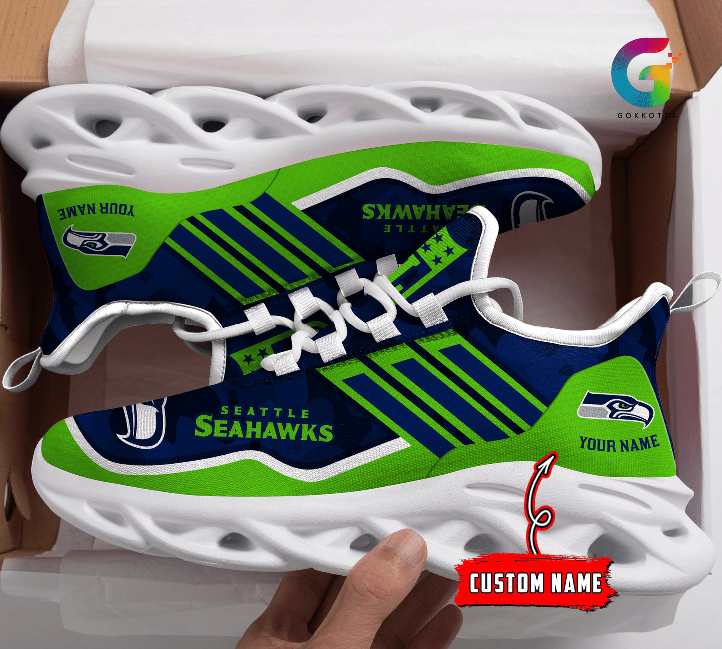 Seattle Seahawks Personalized Yezy Running Sneakers BG305