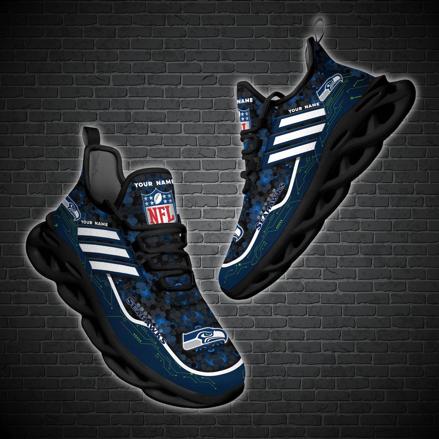 Seattle Seahawks Personalized Yezy Running Sneakers SPD667