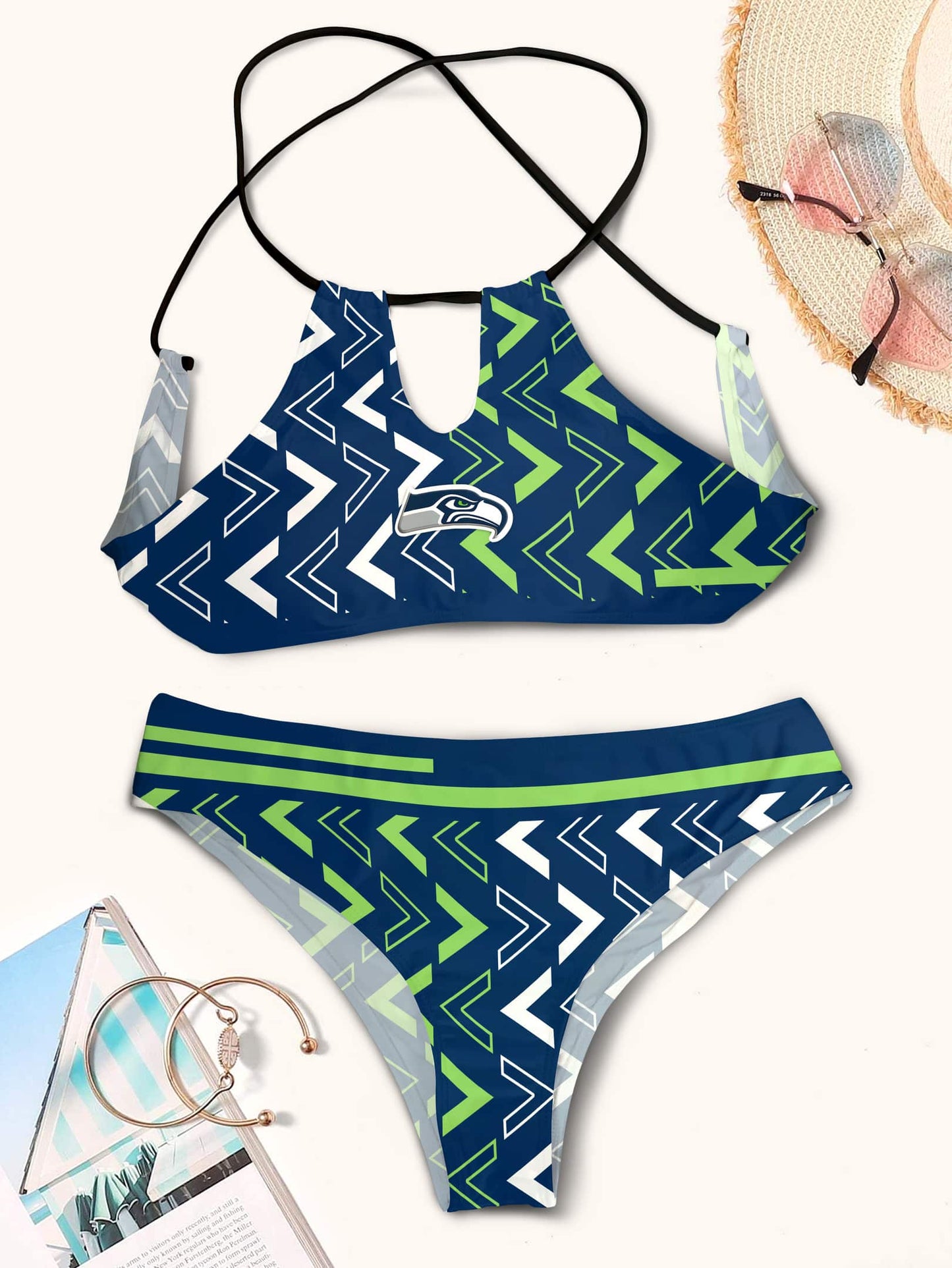 Seattle Seahawks Women’s Cami Keyhole One-piece Swimsuit BG28