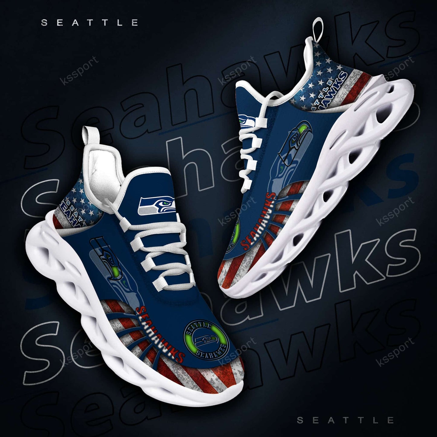 Seattle Seahawks Yezy Running Sneakers BG832