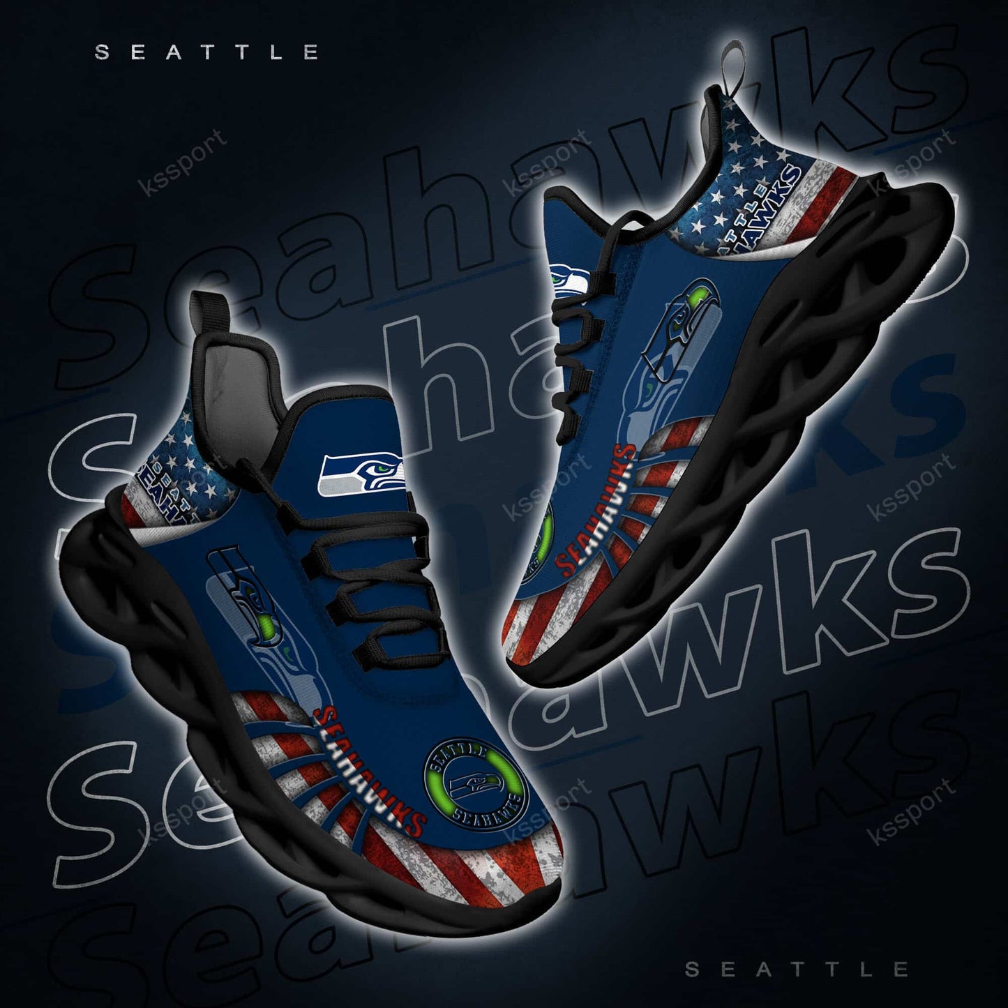 Seattle Seahawks Yezy Running Sneakers BG832