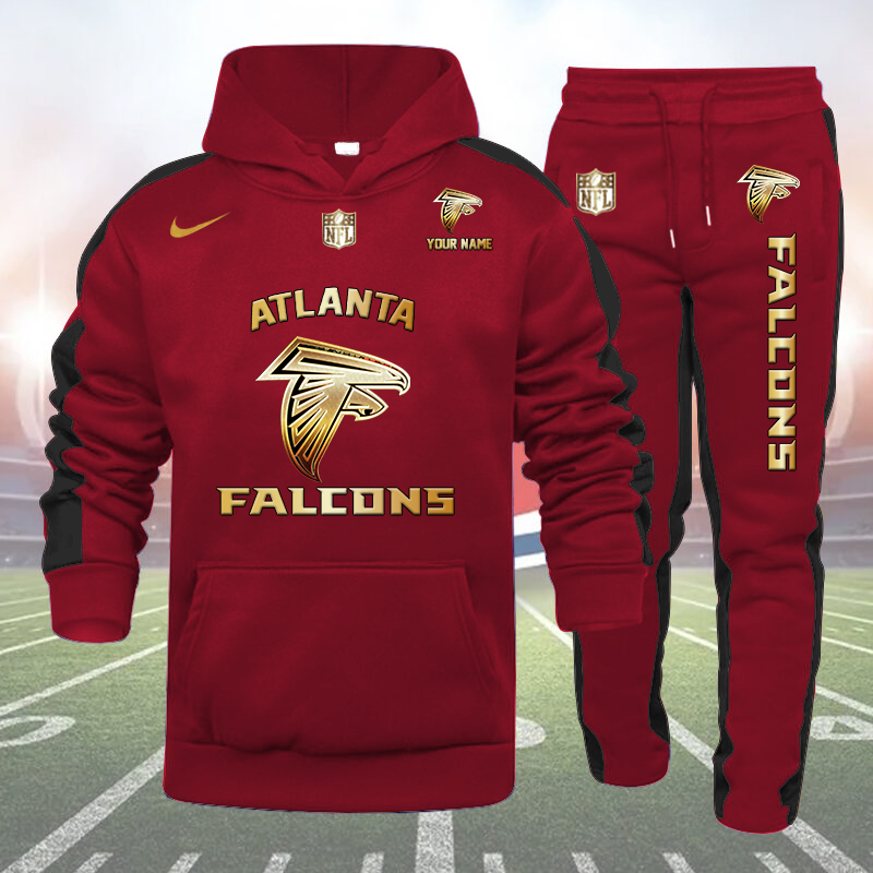 Atlanta Falcons Personalized Golden Logo Hoodie Set AZBTHS000002