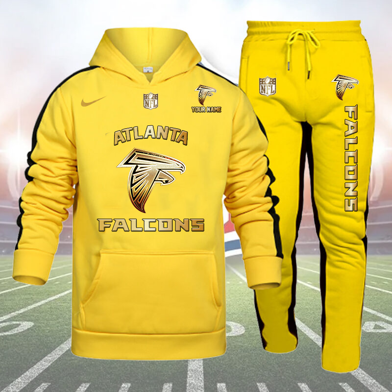 Atlanta Falcons Personalized Golden Logo Hoodie Set AZBTHS000002