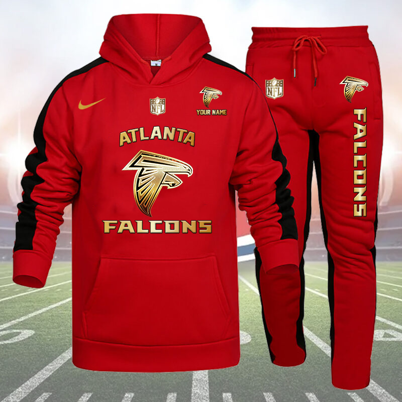 Atlanta Falcons Personalized Golden Logo Hoodie Set AZBTHS000002