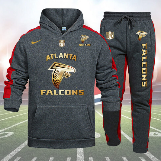 Atlanta Falcons Personalized Golden Logo Hoodie Set AZBTHS000002