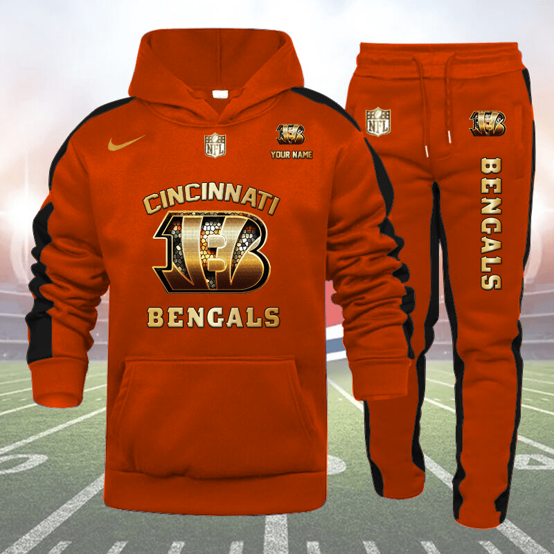 Cincinnati Bengals Personalized Golden Logo Hoodie Set AZBTHS000007