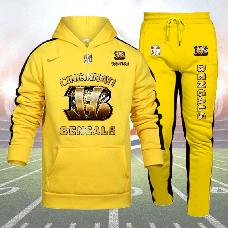 Cincinnati Bengals Personalized Golden Logo Hoodie Set AZBTHS000007
